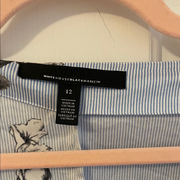 White House Black Market Floral Ruffle Wrap Blouse - Light Blue - Picture 2 of 3